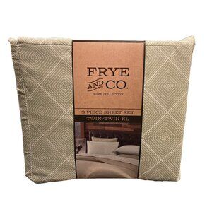 Frye and Co. Twin Twin XL 3 Piece Sheet Set Wrinkle Resistant Green Abstract *1C